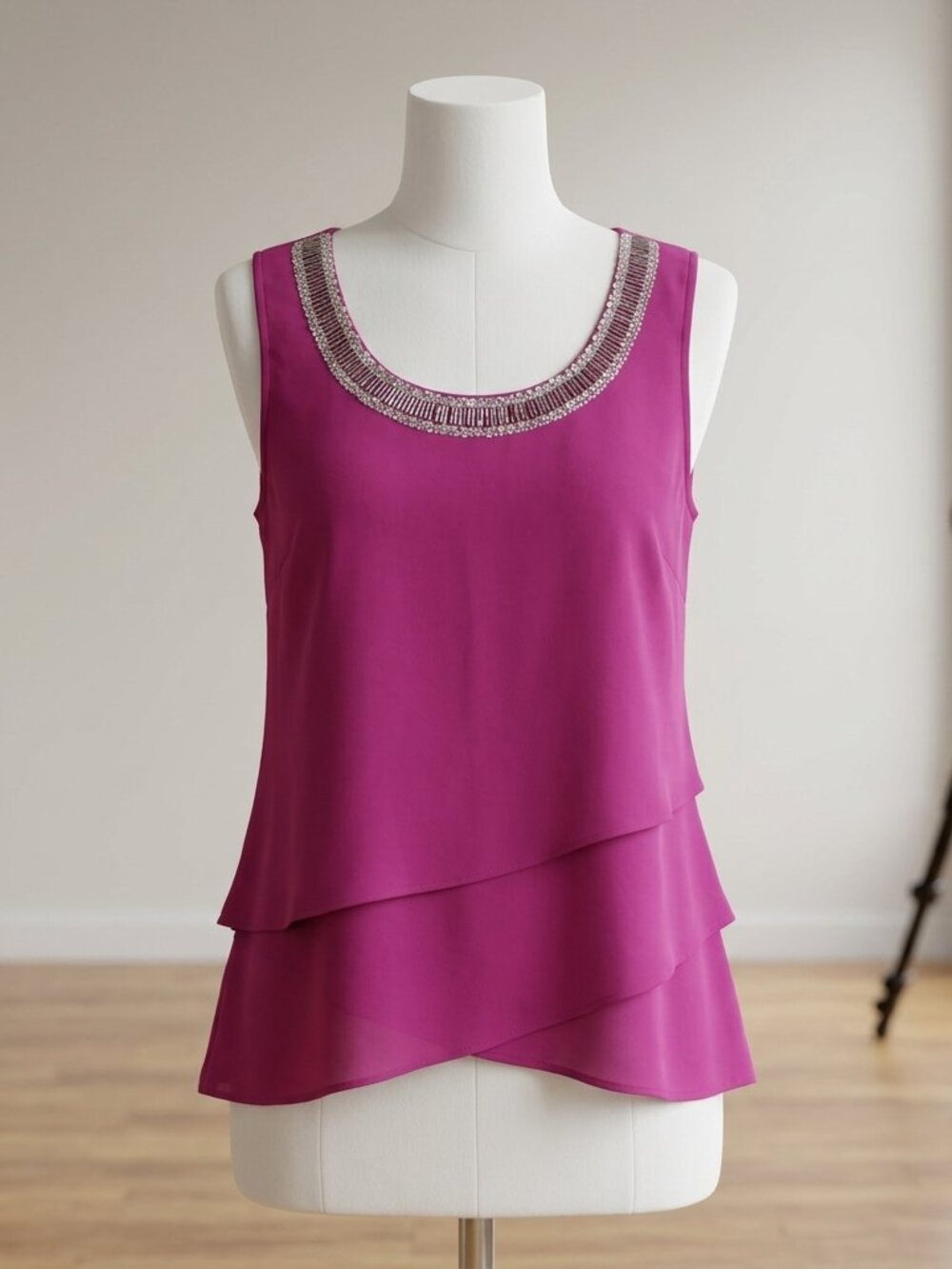 Design History Mauve Sleeveless Top with Metallic Trim